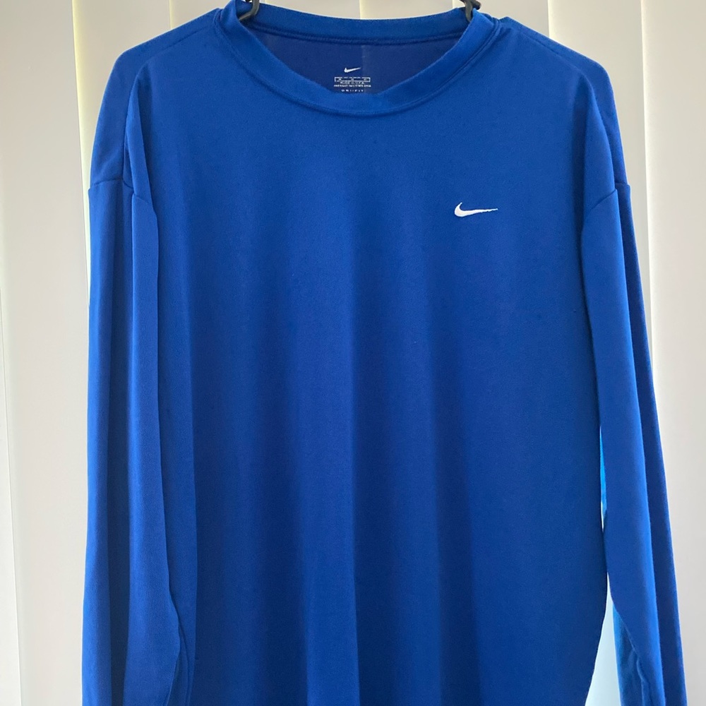 Nike Dri Fit Long Sleeve Shirt Blue Sz- Medium